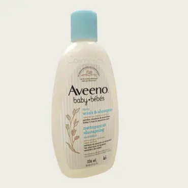 Aveeno Baby Daily Moisture Wash & Shampoo 236ml – Gentle 2-in-1 Cleanser for Soft Baby Skin & Hair