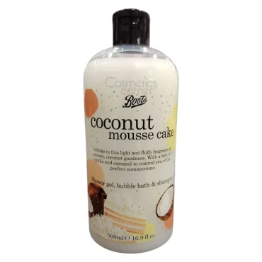 Boots Coconut Mousse Cake Shower Gel, Bubble Bath & Shampoo 500ml