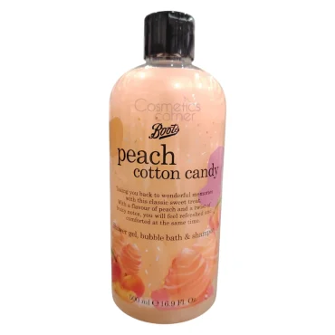 Boots Peach Cotton Candy Shower Gel, Bubble Bath & Shampoo 500ml