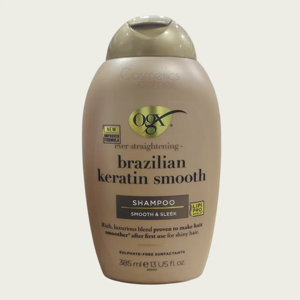 OGX Brazilian Keratin Smooth Shampoo 385ml – Ever Straightening Anti-Frizz & Silky Hair Care OGX Brazilian Keratin Smooth Shampoo 385ml – Ever Straightening Anti-Frizz & Silky Hair Care