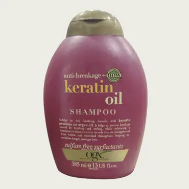 OGX Strength & Length Keratin Oil Shampoo 385ml – Anti-Breakage Repair for Strong, Long & Healthy Hair