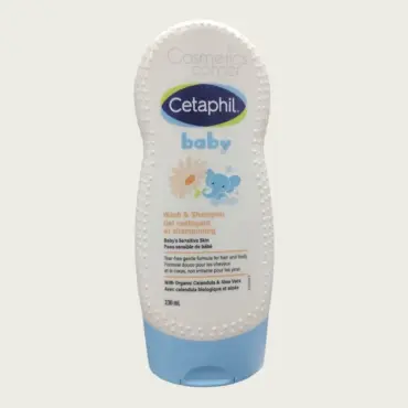 Cetaphil Baby Wash & Shampoo 230ml – Tear-Free Care with Calendula & Aloe Vera