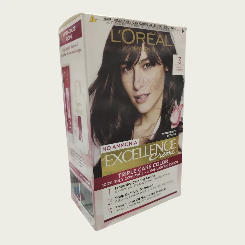 Loreal Excellence Creme Hair Color 3 Dark Brown Loreal Excellence Creme Hair Color 3 Dark Brown