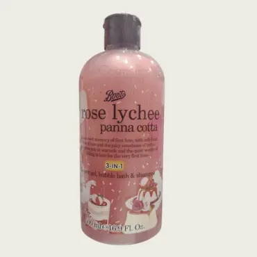 Boots Rose Lychee Panna Cotta Shower Gel, Bubble Bath & Shampoo 500ml