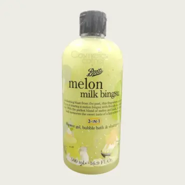 Boots Melon Milk Bingsu 3-in-1 Shower Gel, Bubble Bath & Shampoo 500ml – Refreshing Fruity Bath Care