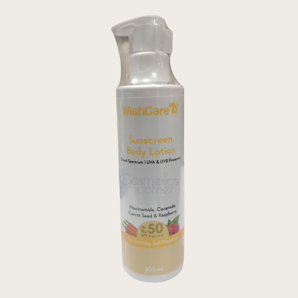WishCare Sunscreen Body Lotion SPF50+ 200ml – Broad Spectrum UV Protection & Hydration WishCare Sunscreen Body Lotion SPF50+ 200ml – Broad Spectrum UV Protection & Hydration
