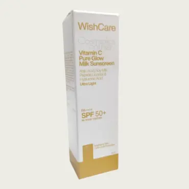 WishCare Vitamin C Pure Glow Milk Sunscreen SPF50+ 50g – Ultra Light Brightening UV Protection