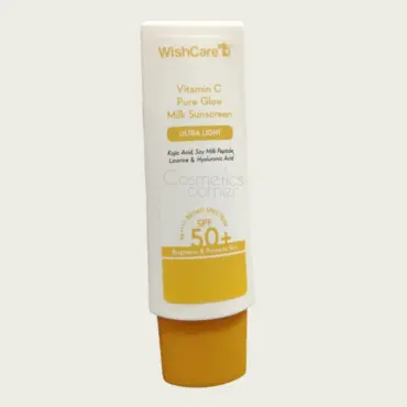 WishCare Vitamin C Pure Glow Milk Sunscreen SPF50+ 50g – Ultra Light Brightening UV Protection