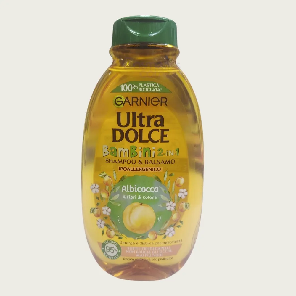 Garnier Ultra Dolce Bambini 2-in-1 Apricot & Cotton Flower Shampoo & Conditioner 250ml – Gentle Kids Hair Care Garnier Ultra Dolce Bambini 2-in-1 Apricot & Cotton Flower Shampoo & Conditioner 250ml – Gentle Kids Hair Care