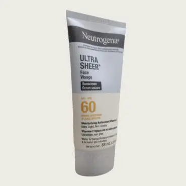 Neutrogena Ultra Sheer Face Sunscreen SPF60 88ml – Lightweight, Oil-Free & Broad Spectrum Sun Protection