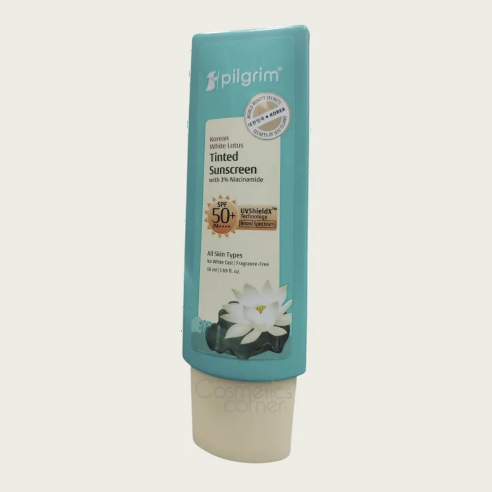 Pilgrim Korean White Lotus Tinted Sunscreen SPF 50+ PA++++ 50ml – Tinted UV Protection & Skin Pilgrim Korean White Lotus Tinted Sunscreen SPF 50+ PA++++ 50ml – Tinted UV Protection & Skin