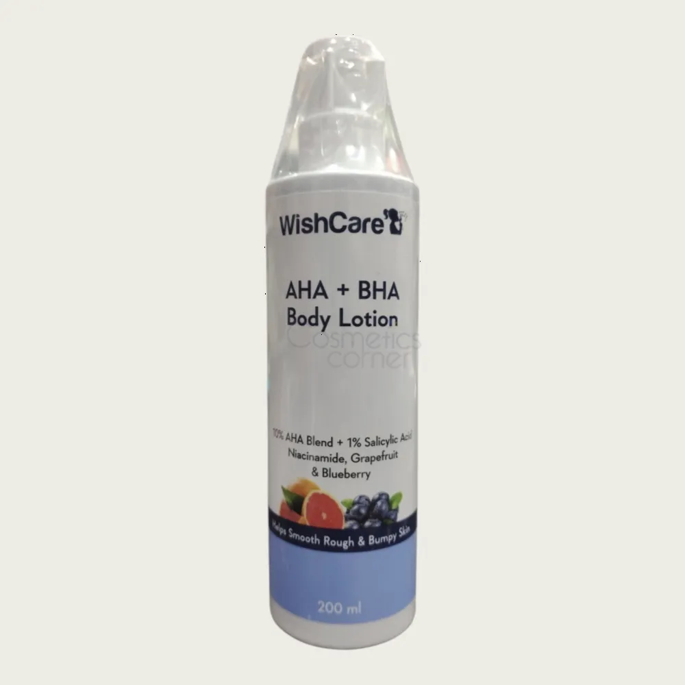 WishCare 10% AHA + 1% BHA Body Lotion 200ml – Exfoliating, Smoothing & Body Acne Care WishCare 10% AHA + 1% BHA Body Lotion 200ml – Exfoliating, Smoothing & Body Acne Care
