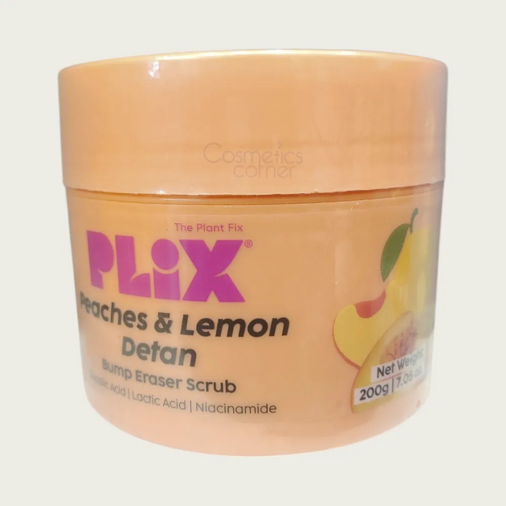 PLIX Peaches & Lemon Detan Bump Eraser Scrub 200g – Exfoliating Body Scrub for Tan & Bumpy Skin PLIX Peaches & Lemon Detan Bump Eraser Scrub 200g – Exfoliating Body Scrub for Tan & Bumpy Skin