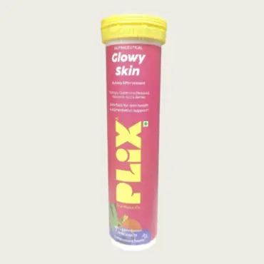 PLIX The Plant Fix Glowy Skin Effervescent Tablets Strawberry Flavour 15 Tablets – Skin Glow Supplement