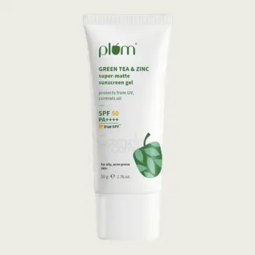 Plum Green Tea & Zinc Super-Matte Gel Sunscreen SPF50 PA++++ 50g – Lightweight Sunscreen for Oily & Acne-Prone Skin