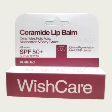 WishCare Blush Red Ceramide Lip Balm with SPF50+ 5g – Tinted Lip Balm